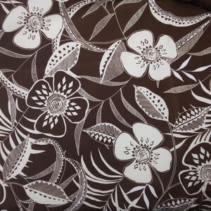FABRIC Tropical Flora On Brown Synthetic Blend, Beautiful Hand, 2 Yd X 54 In